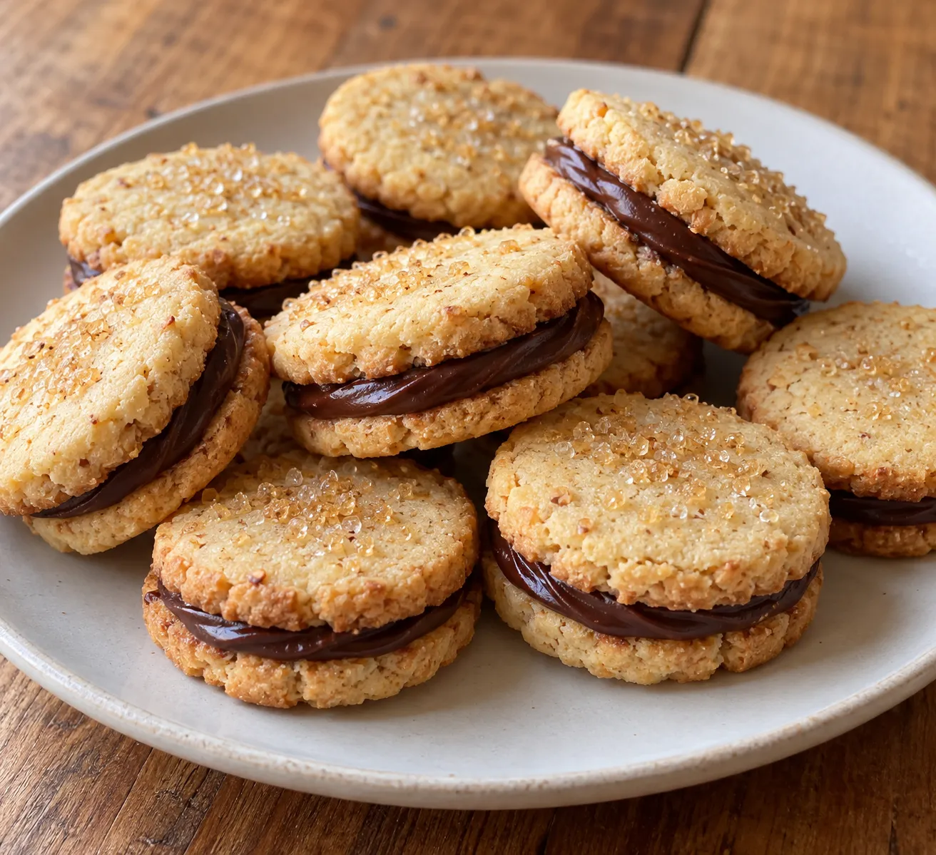 Almond Sandwich Cookies with Dark Chocolate Ganache