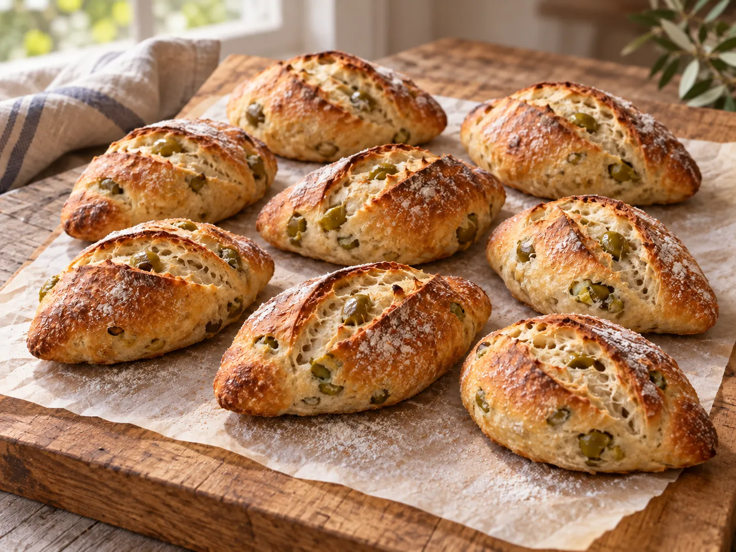 No-Knead Olive Rolls