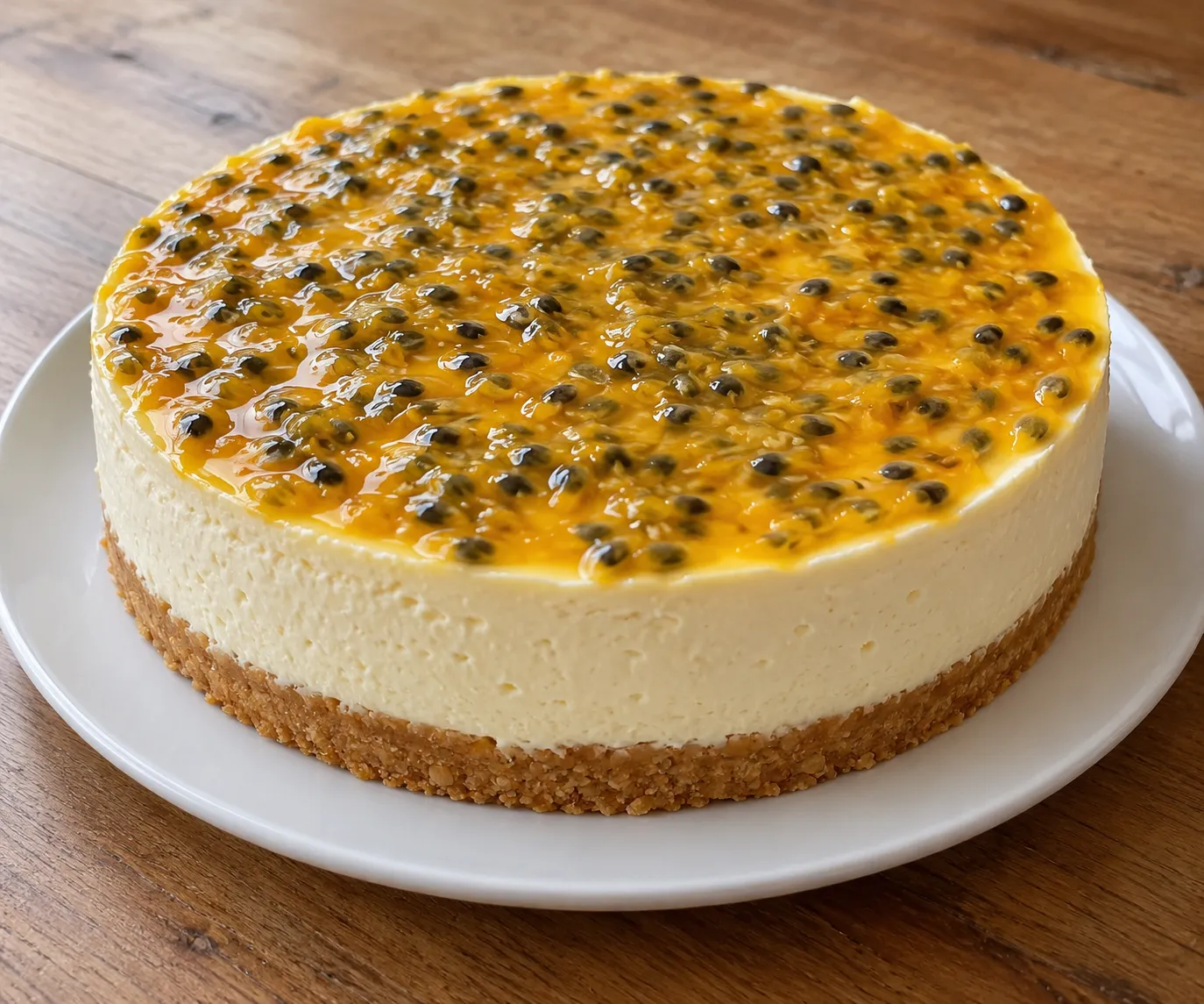 White Chocolate Cheesecake with Passion Fruit Topping