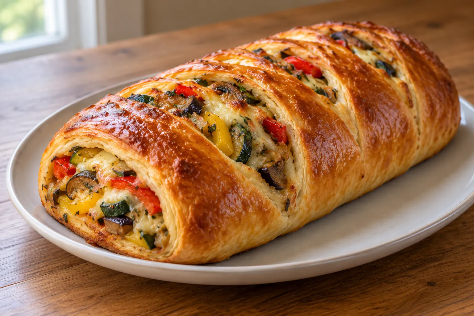 Yeast Roulade with Cheese and Vegetables for Sukkot